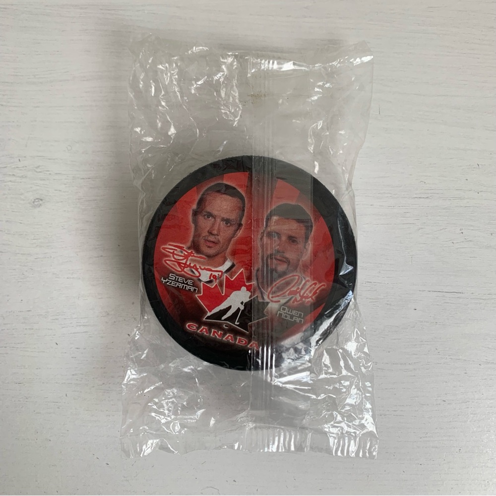 McDonald’s 2002 Team Canada Salt Lake Olympics Hockey Puck Yzerman & Nolan